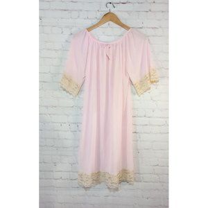 Vintage Stones Wear Nightgown Dress Pink Embroidery Women's Size Medium Made USA